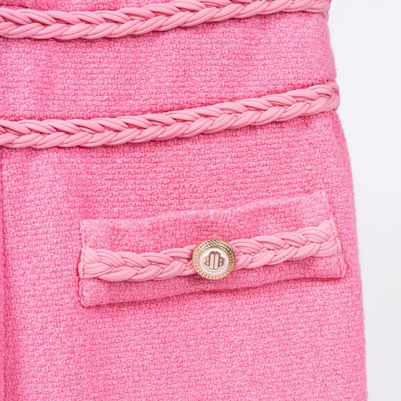 Maje Rose Cotton-Tweed Braided-Trim Wide-Leg Pant Suit - Picture 7 of 16